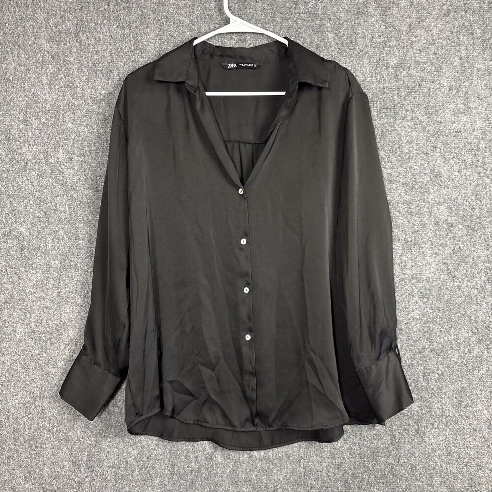 Zara Top Blouse  Womens M Black Capsule Minimalist Sophisticated